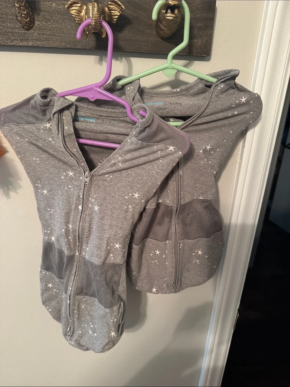 Ergonomic Grey Star Sleep Sack for Kids - zip-up baby sleep sack